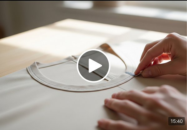 آموزش دوخت نوار اریب برای یقه گرد